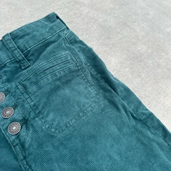 American Eagle AE button stretchy corduroy flare leg wide jean pant boot cut - Picture 5 of 9